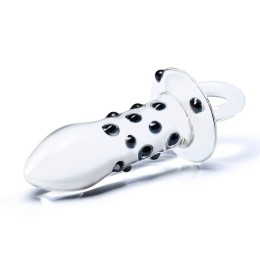 Прозрачная пробка из стекла с черными пупырышками Pacifier