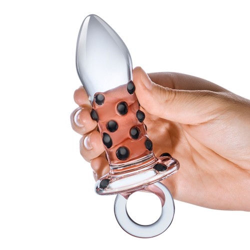 Прозрачная пробка из стекла с черными пупырышками Pacifier