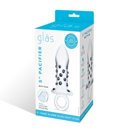 Прозрачная пробка из стекла с черными пупырышками Pacifier