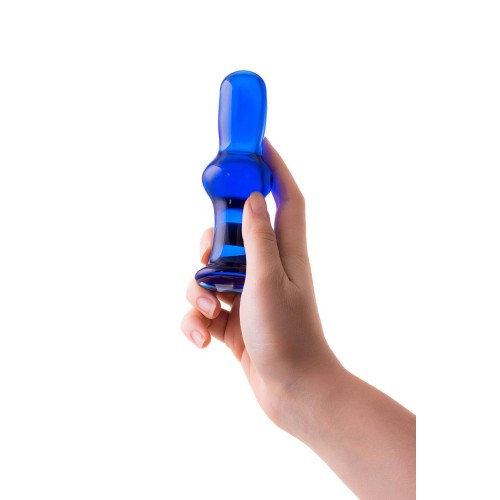 Синяя стеклянная анальная втулка - 13,5 см.