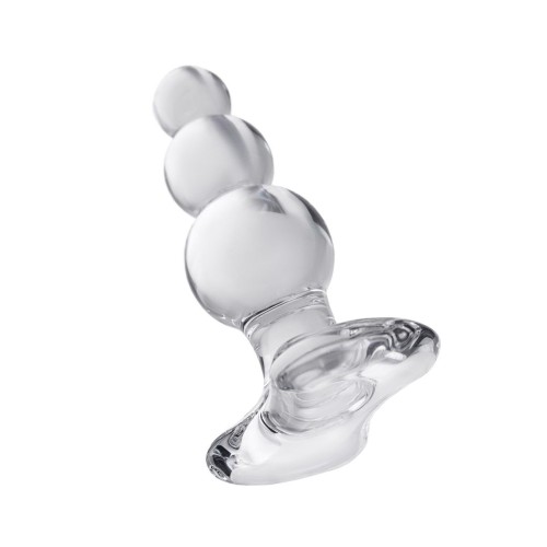 Прозрачная анальная втулка-ёлочка из стекла - 10,5 см.