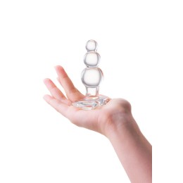 Прозрачная анальная втулка-ёлочка из стекла - 10,5 см.