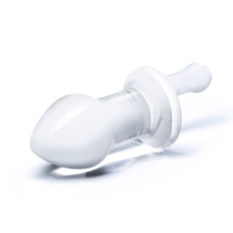 Прозрачный стеклянный анальный плаг с ручкой Glass Juicer - 12,7 см.