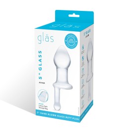 Прозрачный стеклянный анальный плаг с ручкой Glass Juicer - 12,7 см.