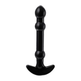 Элегантный чёрный анальный стимулятор с шариками на стволе - 19 см.