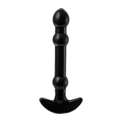 Элегантный чёрный анальный стимулятор с шариками на стволе - 19 см.