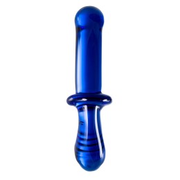 Синий двусторонний стеклянный фаллоимитатор Double Crystal - 19,5 см.