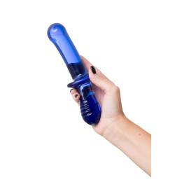 Синий двусторонний стеклянный фаллоимитатор Double Crystal - 19,5 см.