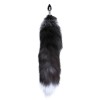 Серебристая анальная пробка с темным лисьим хвостом Black & White Fox Tail Size S