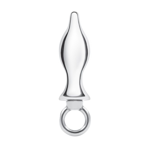 Металлический плаг с кольцом Stainless Steel Metal Tapered Butt Plug With Loop Hardware - 10 см.
