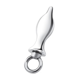 Металлический плаг с кольцом Stainless Steel Metal Tapered Butt Plug With Loop Hardware - 10 см.