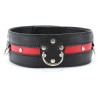 Черно-красный кожаный ошейник увеличенного размера