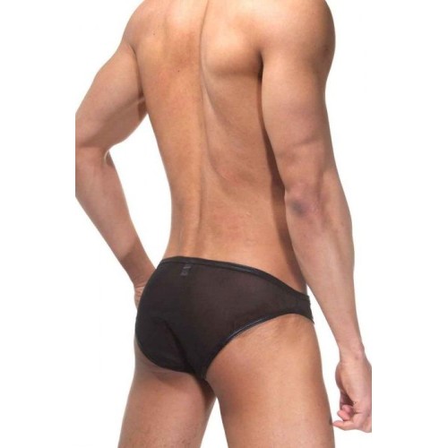 Черные трусы-слипы с блестящей окантовкой