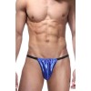Синие пикантные трусы из блестящей ткани