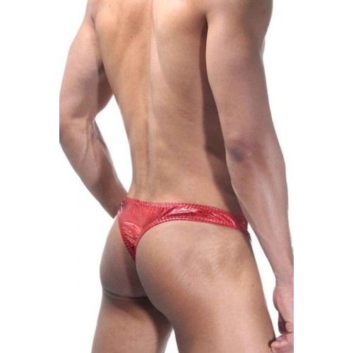 Мужские трусы-тонги с золотистыми вставками