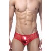 Красные блестящие трусы-хипсы с кружевными вставками