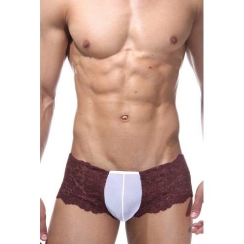 Кружевные трусы-хипсы с белой вставкой