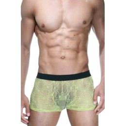 Черно-лаймовые трусы-боксеры из кружева