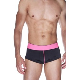 Черные трусы-хипсы на широком розовом поясе