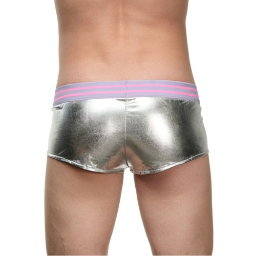 Мужские серебристые трусы-боксеры с широкой резинкой в полоску