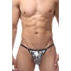 Мужские серебристые трусы-стринги с принтом