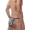 Мужские серебристые трусы-танга с принтом