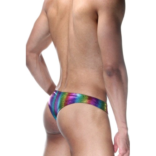 Мужские радужные трусы-бразилиана из ткани с блеском