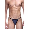 Темно-синие трусы-стринги в горошек