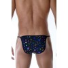 Черные мужские трусы-танга с разноцветными блестящими звездами