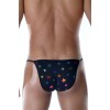Черные мужские трусы-танга с разноцветными звездами