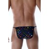 Черные мужские трусы-танга с разноцветными сердечками