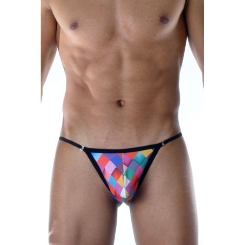 Сексуальные трусы-стринги с принтом в виде цветных квадратов