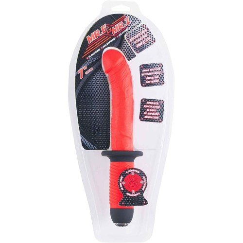 Красный вибратор с двумя моторами и рукоятью