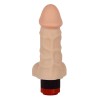 Телесный реалистичный вибратор с мошонкой - 16,5 см.