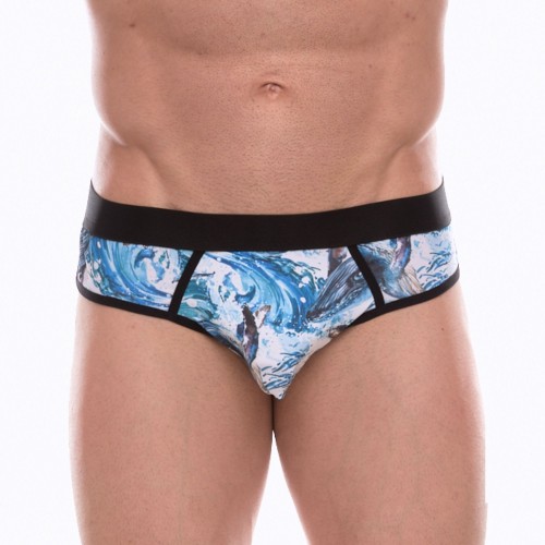 Мужские трусы-джоки с принтом в виде волн и китов