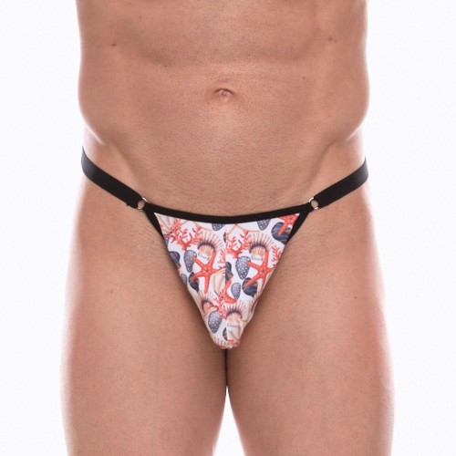 Мужские трусы-тонги с принтом в виде разноцветных ракушек