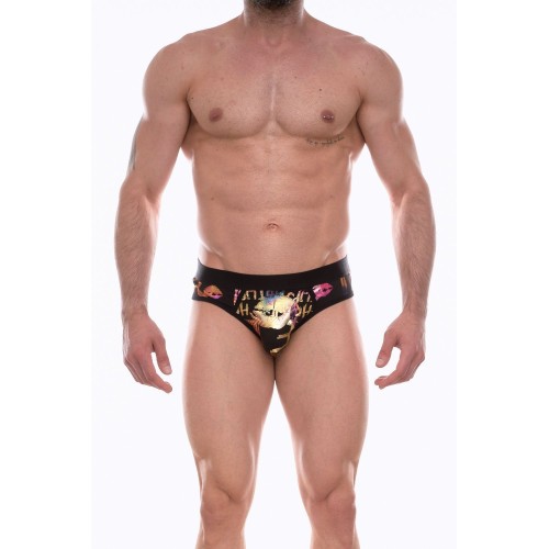 Черные мужские трусы-джоки с блестящим принтом