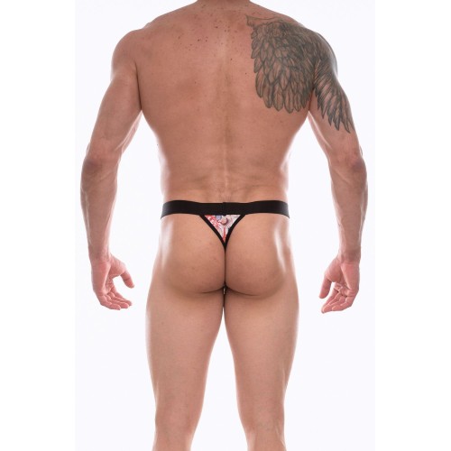 Белые трусы-тонги с морским принтом