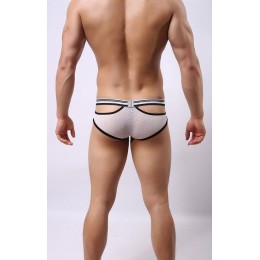 Белые мужские трусы-брифы с вырезами и леопардовым рисунком