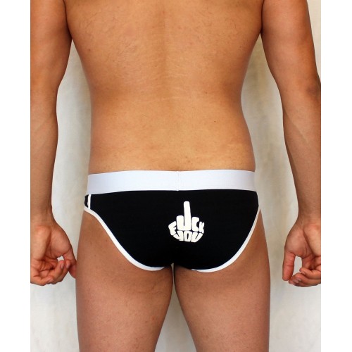 Черные трусы-слипы с провокационным принтом на задней части