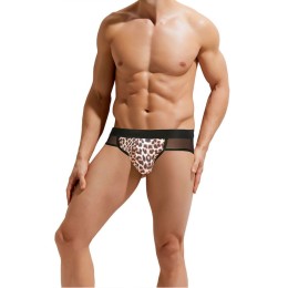 Сексуальные мужские трусы-джоки с леопардовой вставкой по центру