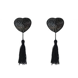 Черные пэстисы-сердечки Evans с кисточками и стразами