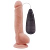 Телесный вибратор с мошонкой на присоске Extra Fun Vibrating Dildo - 23,5 см.