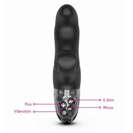 Черный вибратор-кролик с электростимуляцией Hop Hop Bob - 16 см.