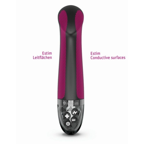 Черный вибратор с функцией электростимуляции Right on Ron - 17 см.