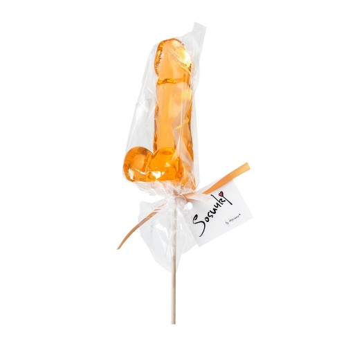 Оранжевый леденец в форме пениса со вкусом аморетто - 173 гр.