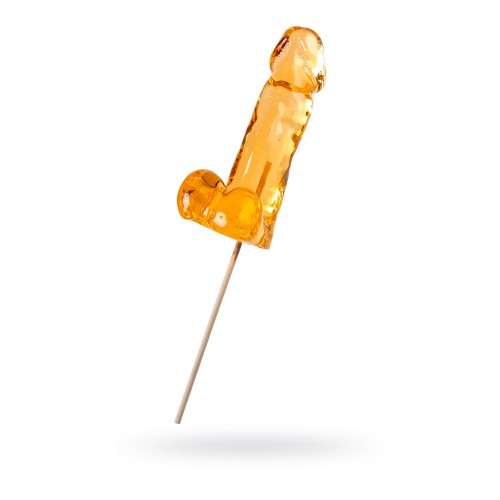 Оранжевый леденец в форме пениса со вкусом аморетто - 173 гр.