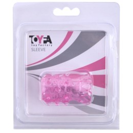 Розовая рельефная насадка на пенис