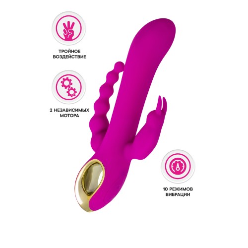 Лиловый тройной вибратор Trinny - 21,5 см.