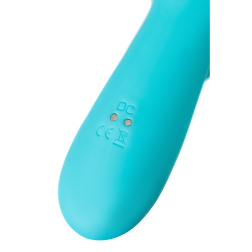 Голубой вибратор-ротатор с клиторальной стимуляцией Merry-Swi - 20,7 см.